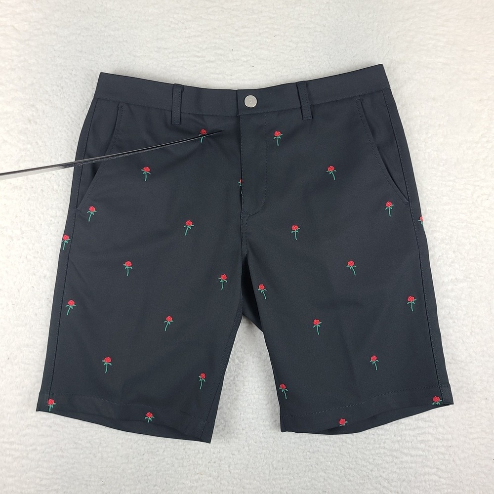 BONOBOS Shorts Mens 33 Black Floral 10" Inseam Hybrid Chino Performance Golf